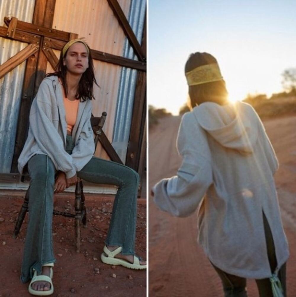 FREE PEOPLE Movement Kuta Full Zip Hoodie Jacket Gray Sz M $148 {U12}